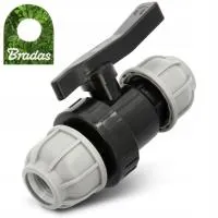 Кран BRADAS ПЭ КРБ-4 PN10 зажим 25мм - 25мм