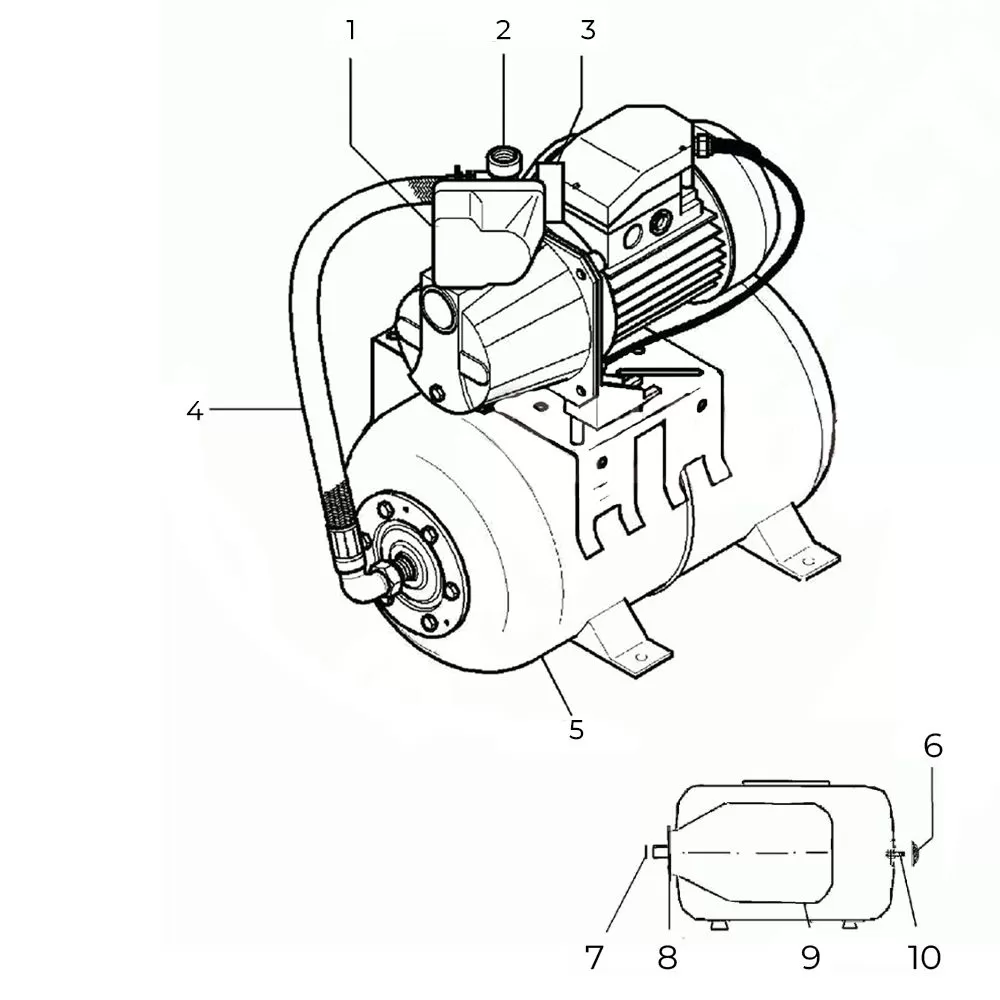 Схема насоса Metabo HWW 4500/25 Inox Схема насоса Metabo HWW 4500/25 Inox